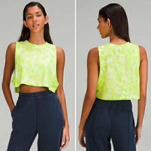 Lululemon All Yours Cropped Cotton Tank Top in Marmoleado Tie Dye Eccentric Lime